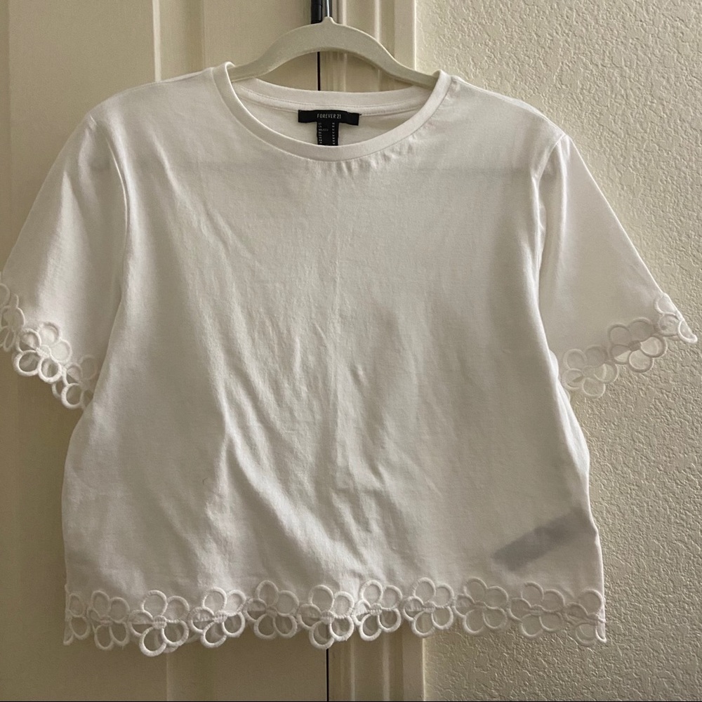 white t-shirt with flower edges